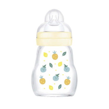 MAM Feel Good GLASS Bottle 170mls - Unisex (PACK OF 1 - SINGLE BOTTLE) - DESIGN MAY VARY TO IMAGE SHOWN