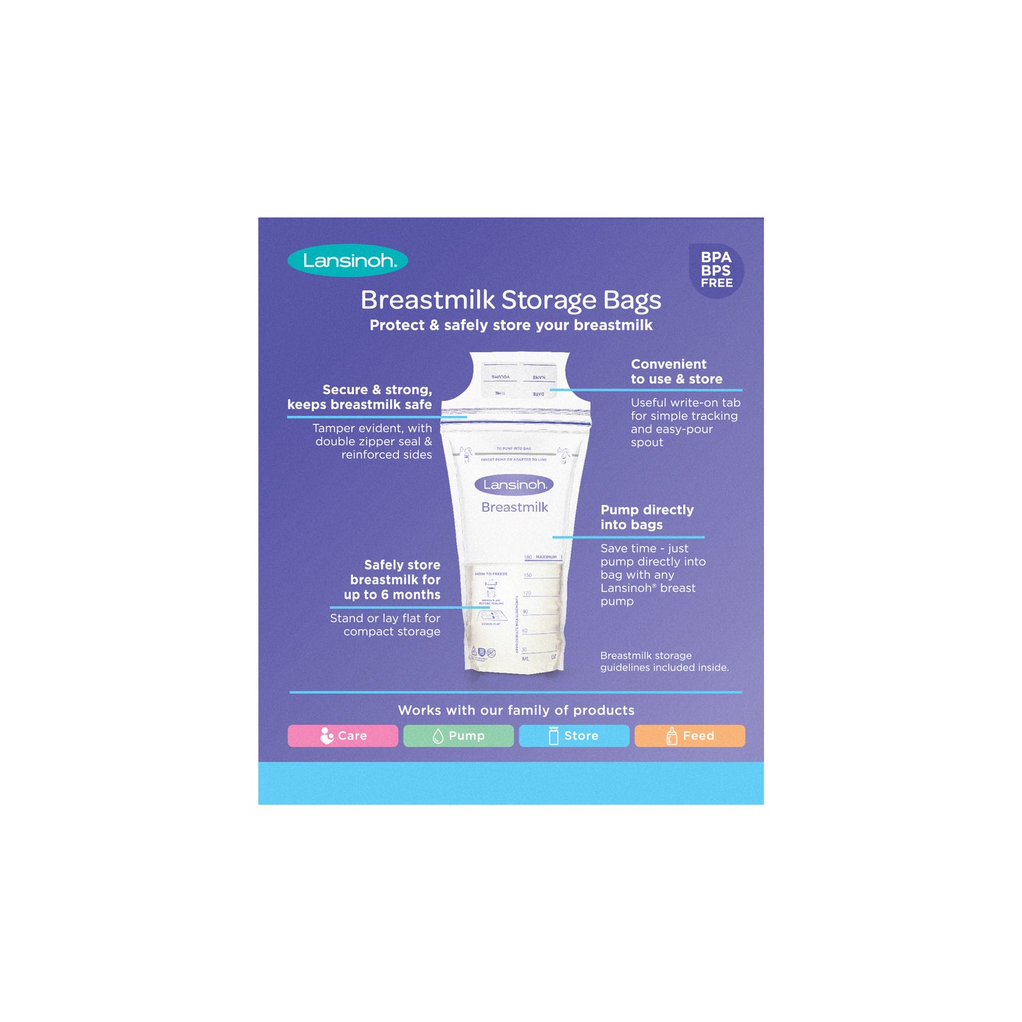 Lansinoh Milk Storage Bags 180mls (Pack of 25)