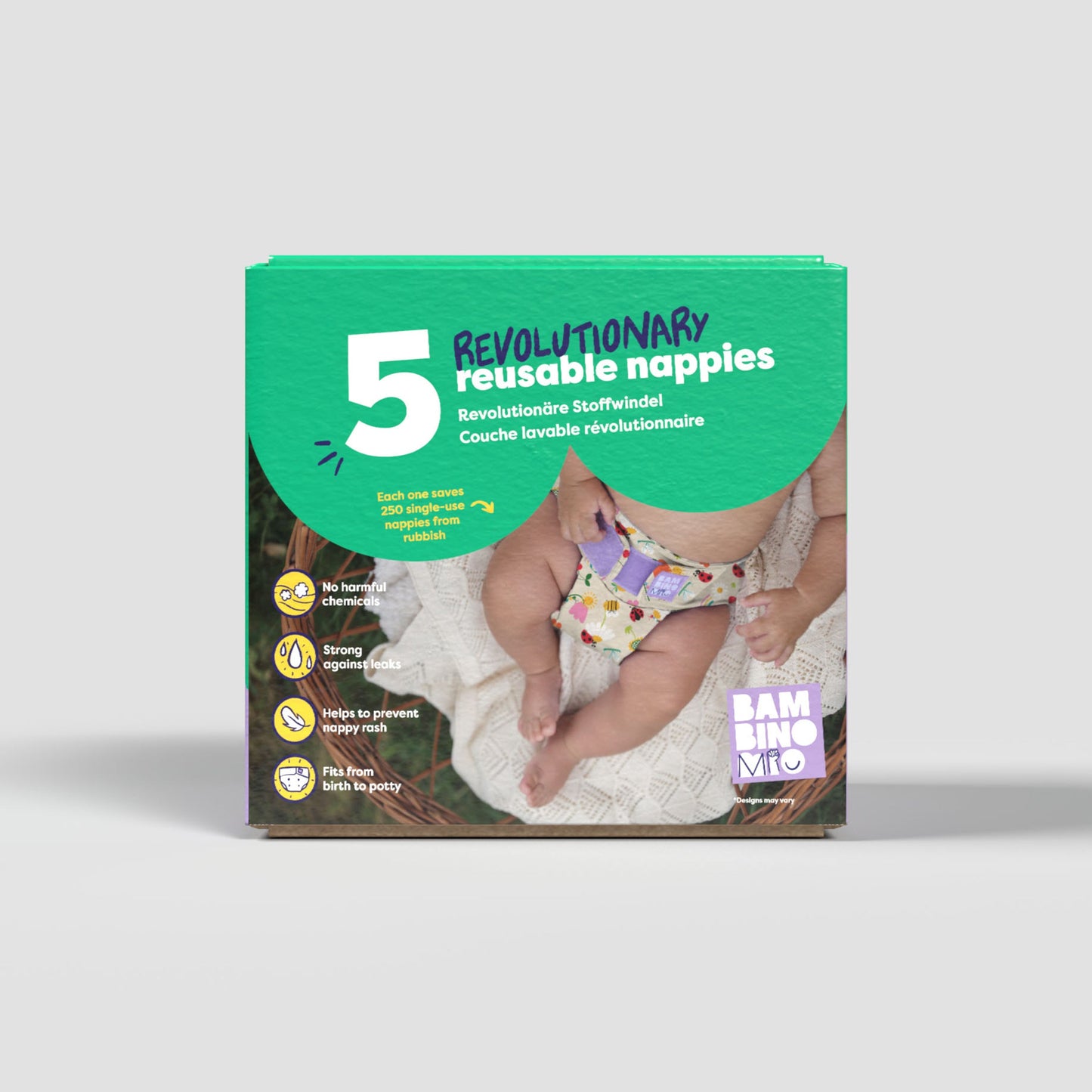 Revolutionary Reusable Nappy Bundle 5 Pack in Garden Party