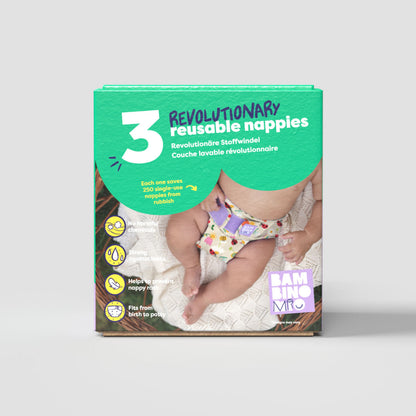 Revolutionary Try-Me-Trio Reusable Nappy Bundle in Garden Party
