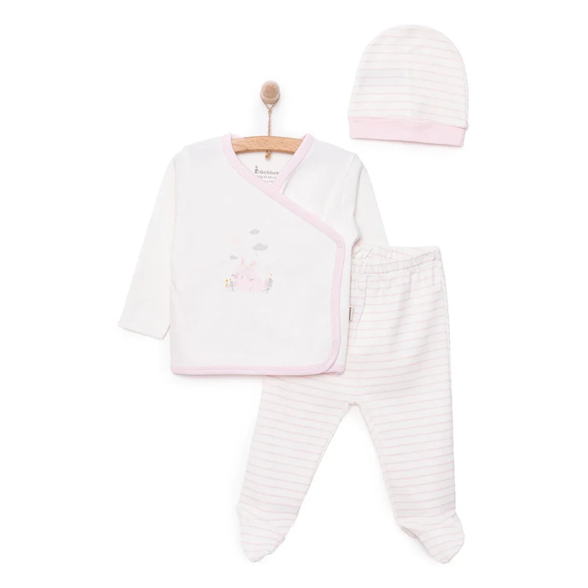 Bebbek Girls Vest Hat & Footed Bottom Set Peter Pan Collar - Ecru