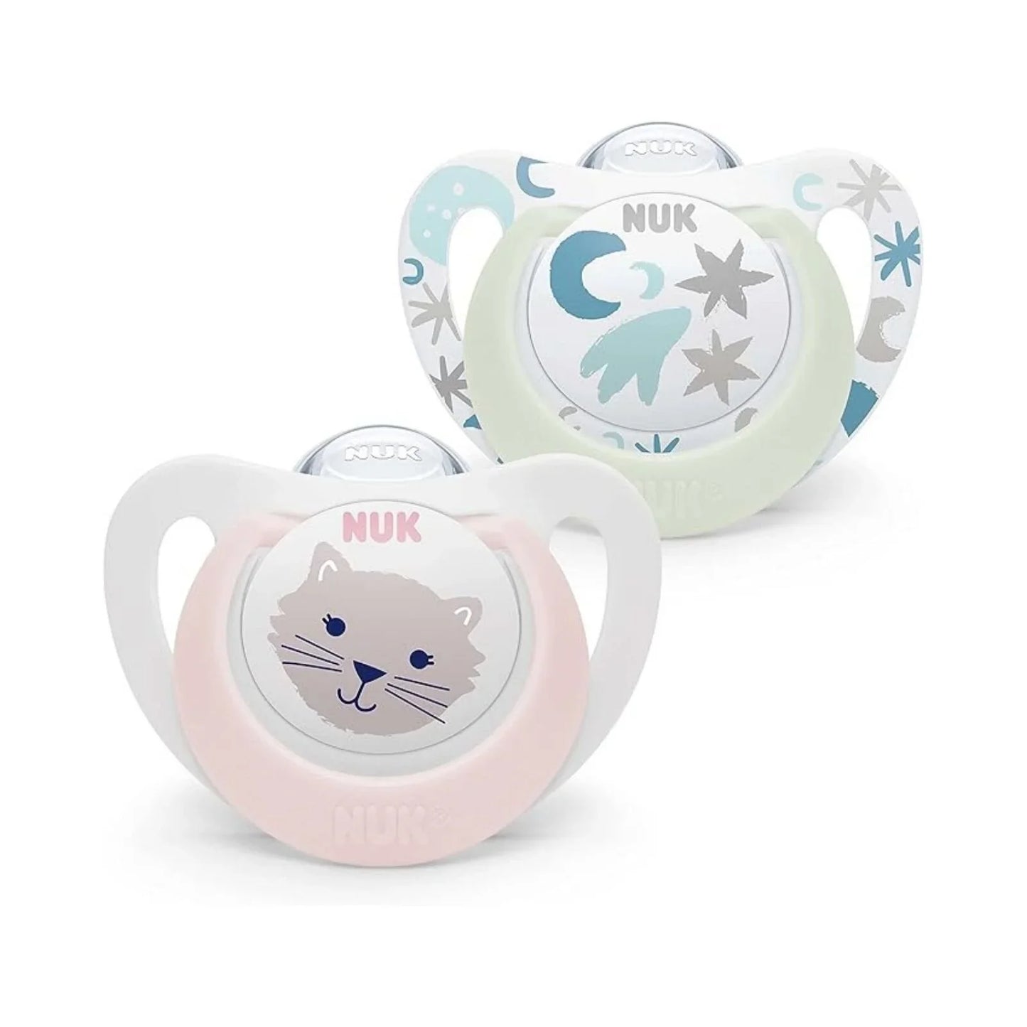 NUK Star Day & Night Soother 0-6 months Pack of 2 - Pink