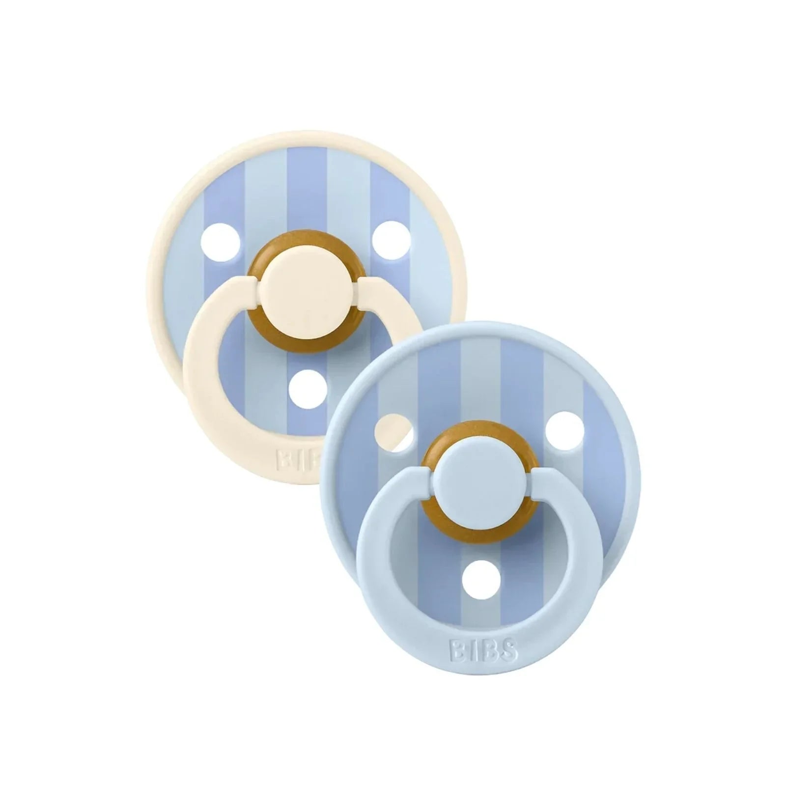 BIBS Block Latex Soothers 6+ months Pack of 2 - Baby Blue & Dusty Blue