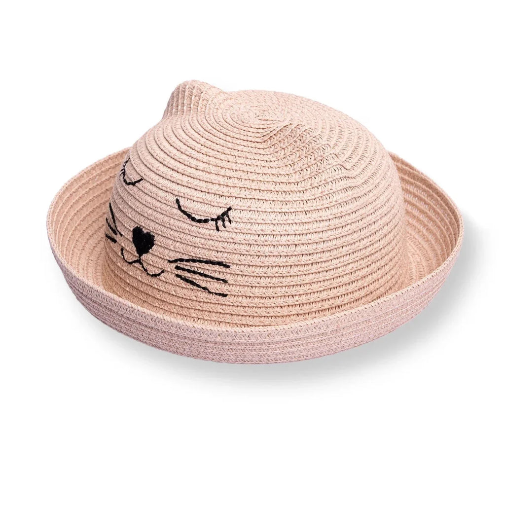 HelloBaby Cat Design Straw Baby Hat (12 Months to 1-4 Years) - Powder