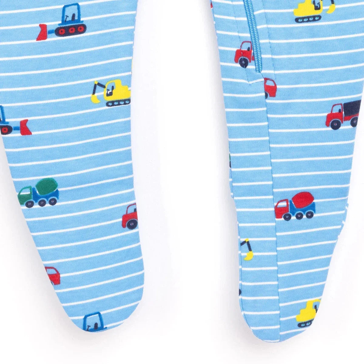 HelloBaby Boys Footed Romper Vehicles Zip-up Crew Neck Long Leg Long Sleeve - Blue