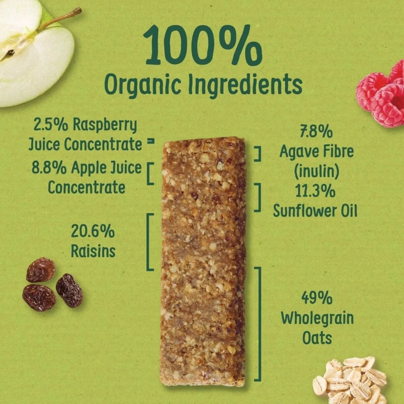 Organix Raspberry & Apple Soft Oaty Bars 12+ months 138g (6x23g)