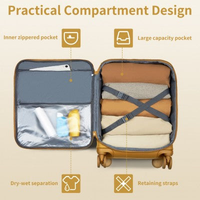 Kono 20 Inch Lightweight Soft Shell Carry-On Cabin Size Suitcase With TSA Lock And Separate Wet/Dry Compartment