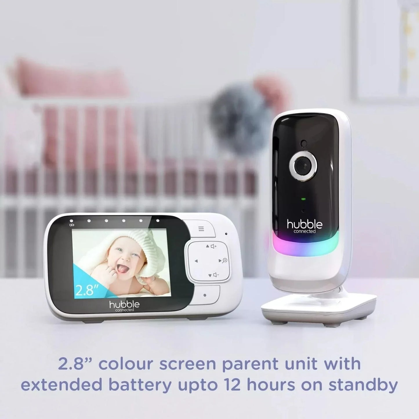Hubble Nursery View Glow - 2.8" Video Baby Monitor White