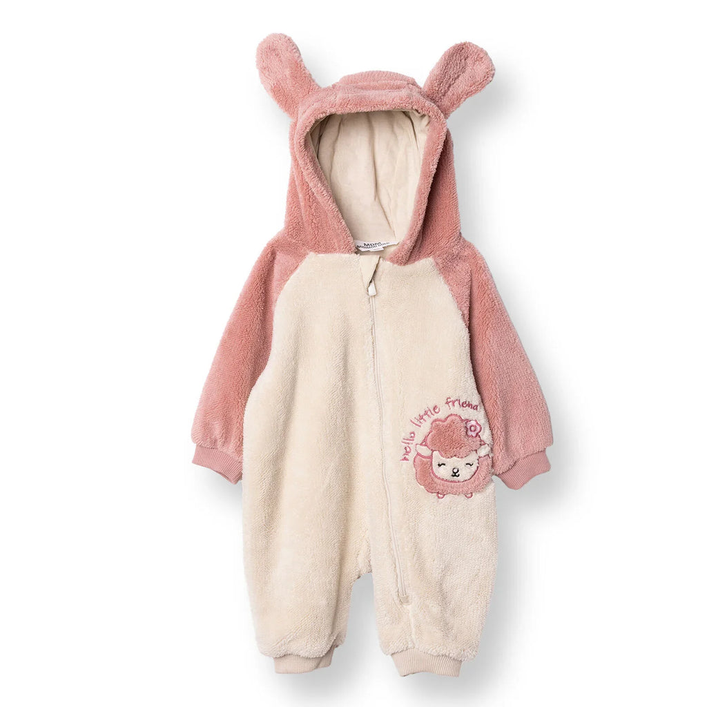 Midimod Peter Pan Collar Fleece Footless Baby Pramsuit (3 Months to 12 Months)