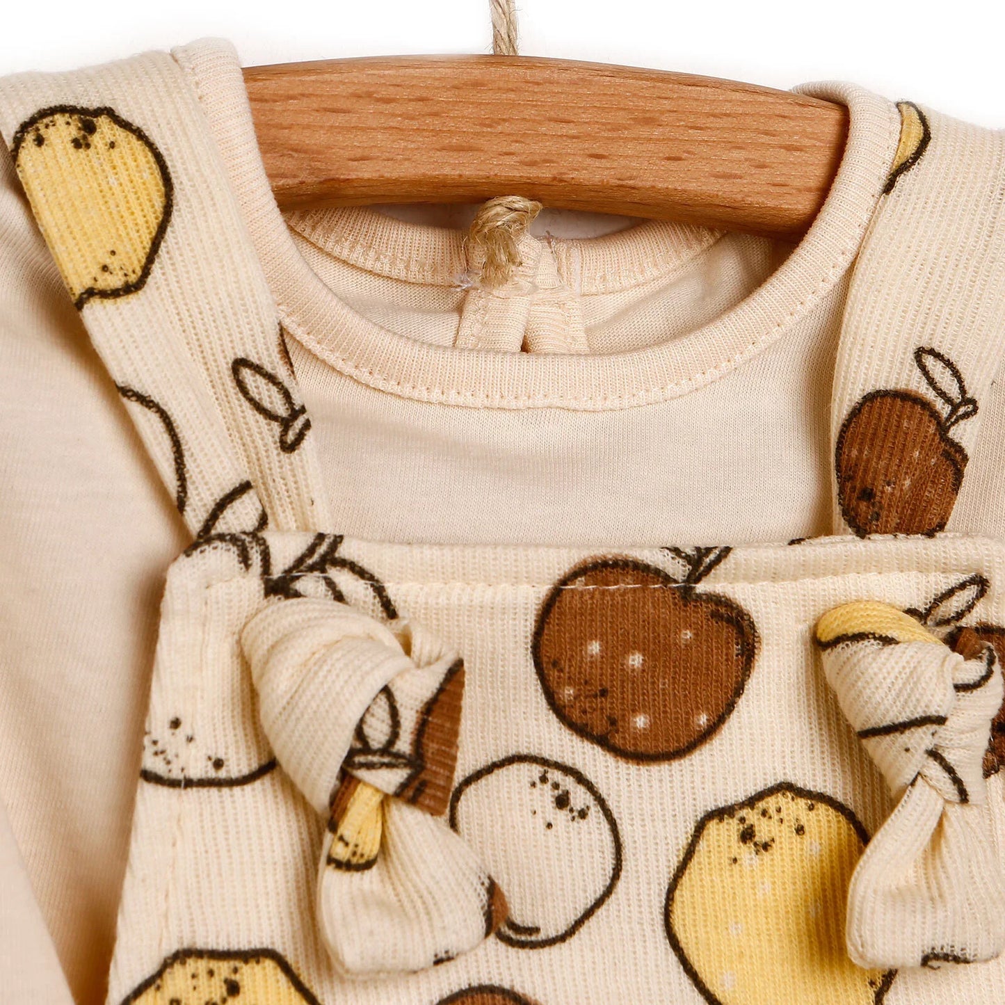 Newborn Bebbek Fruits Printed Dress - Ecru