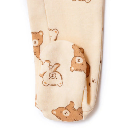 HelloBaby Newborn Footed Jumpsuit - Beige Printed