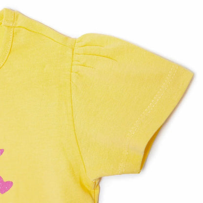 HelloBaby Girls T-shirt Strawberry Print Crew Neck Short Sleeve - Yellow