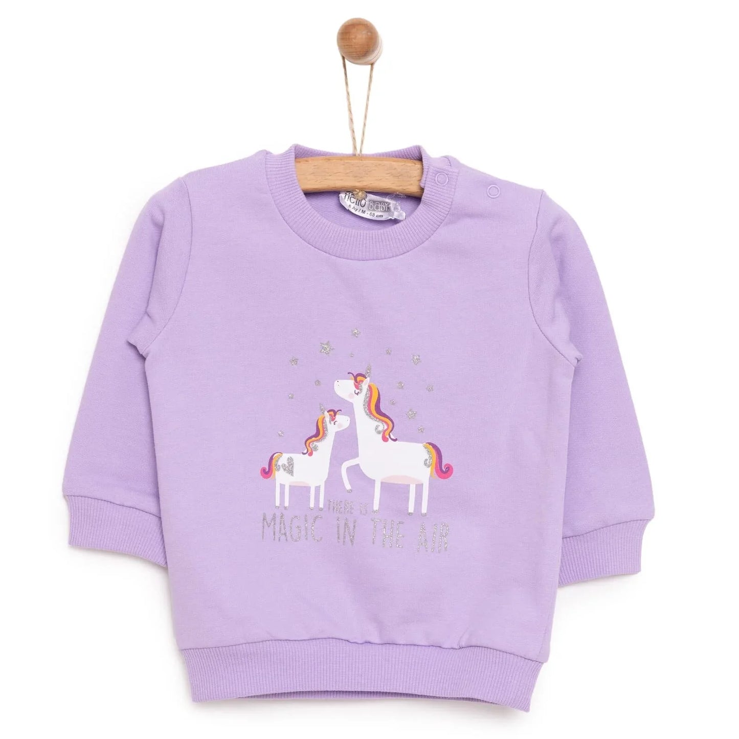 HelloBaby Baby Girl Unicorn Printed Sweatshirt - Purple