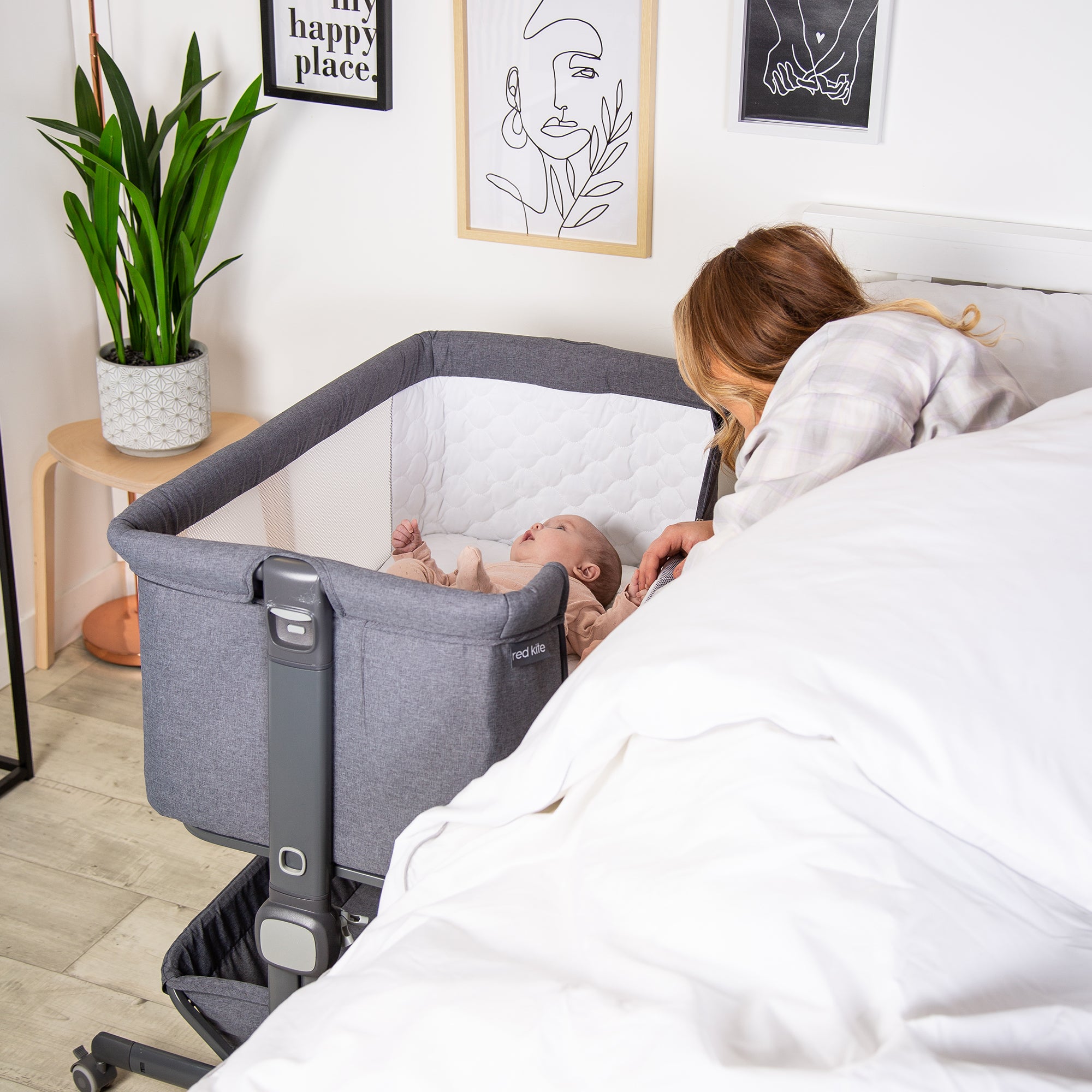 Red Kite Quiet Time Cosysleep Bedside Crib (Grey)
