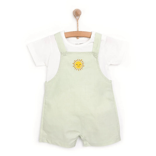 HelloBaby Girl Overall Shorts & T-shirt - Green