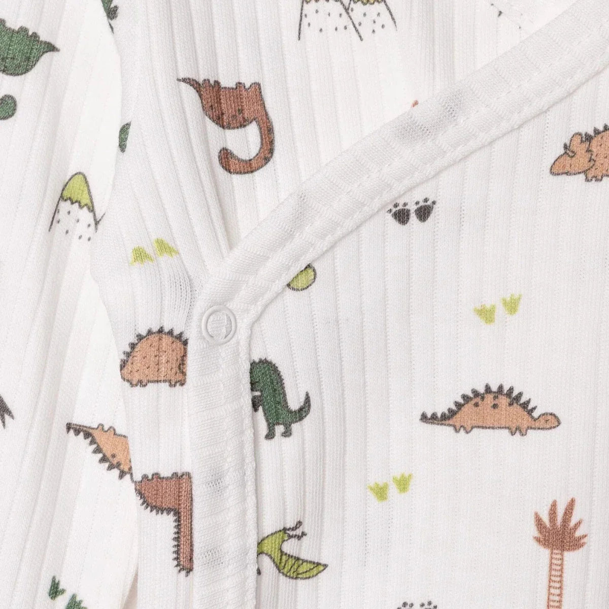 Tiffany Boys Bodysuit Dinosaur with Poppers V-Neck Long Sleeve - Ecru