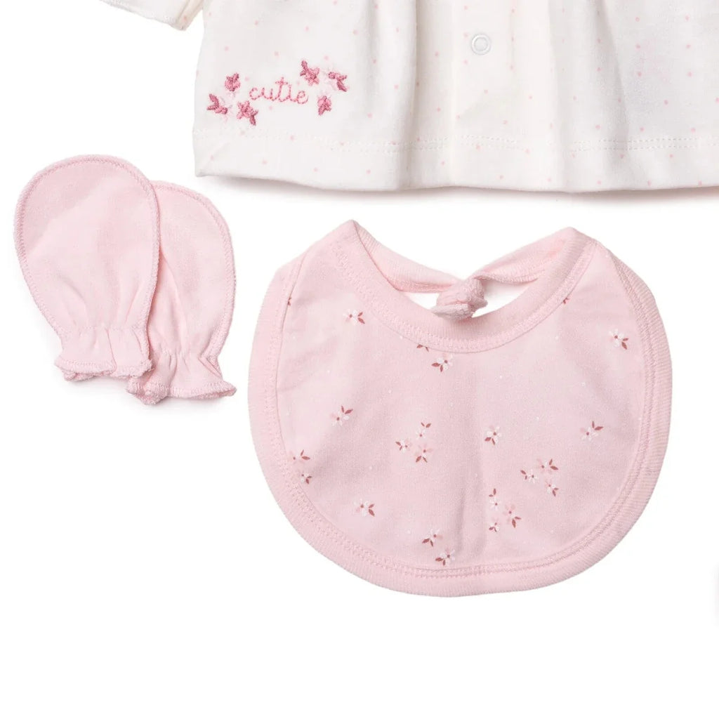 Bebetto 5 Piece "Cutie" Embroidered Baby Hospital Bag Set on a Hanger (Newborn)