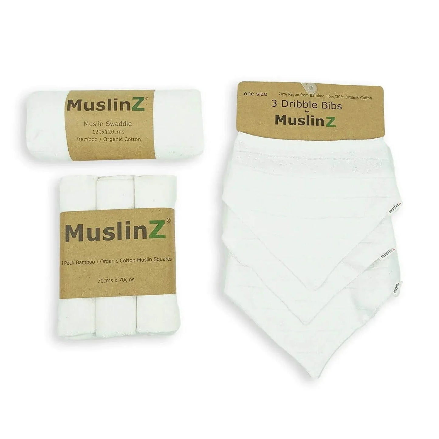 MuslinZ Bamboo/Organic Cotton Muslin Set - White