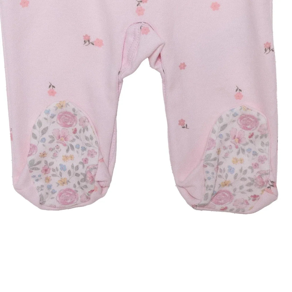 HelloBaby Floral Print Lace Collar Footed Baby Sleepsuit (Newborn to 6-9 Months) - Pink
