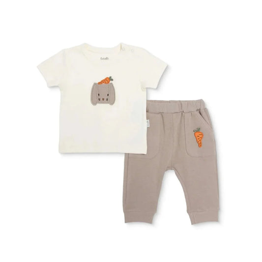 Bebetto Boys T-shirt & Footless Bottom Set Animal Print Baby Carrot Crew Neck Full Length Short Slee - Brown