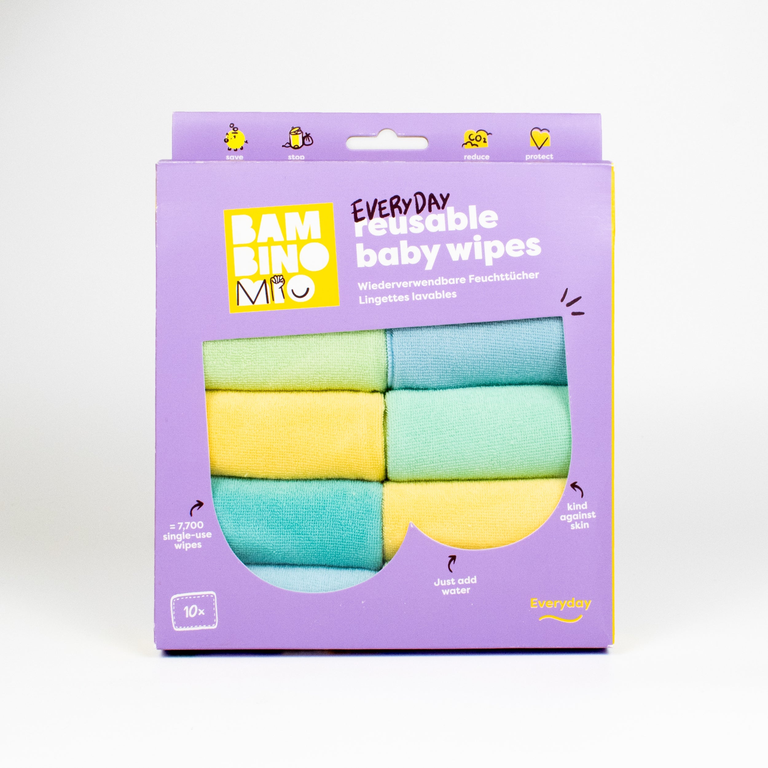 Reusable Baby Wipes for Sensitive Skin in Paintbox Pastels