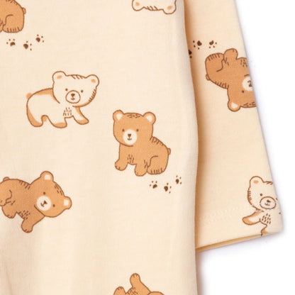 HelloBaby Newborn Footed Jumpsuit - Beige Printed