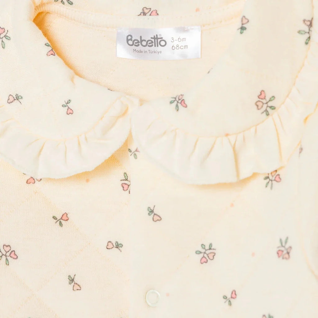 Bebetto Quilted Long Sleeve Baby Sleepsuit with Feet (Newborn to 6-9 Months)