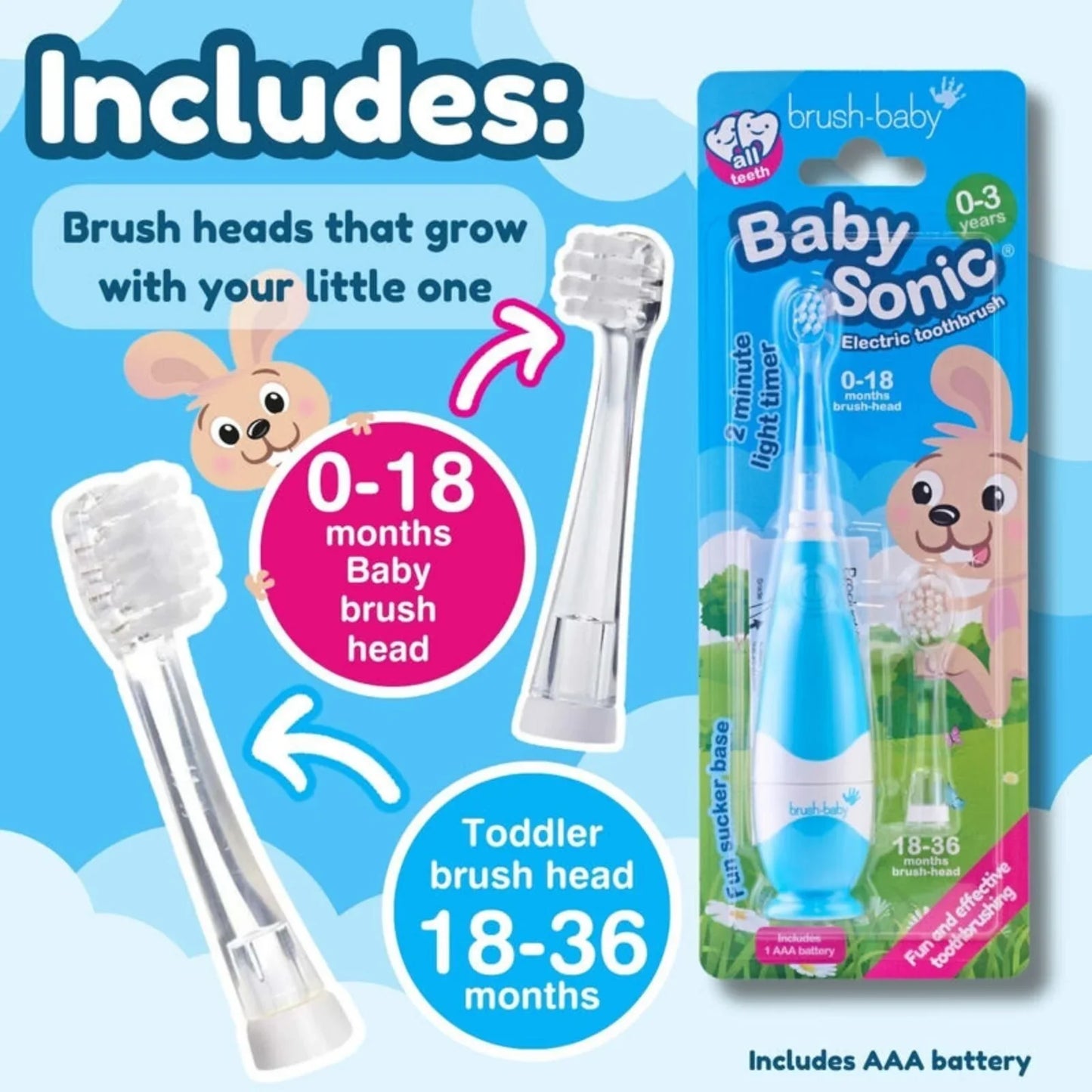 brush-baby BabySonic Electric Toothbrush 0-3 years - Blue