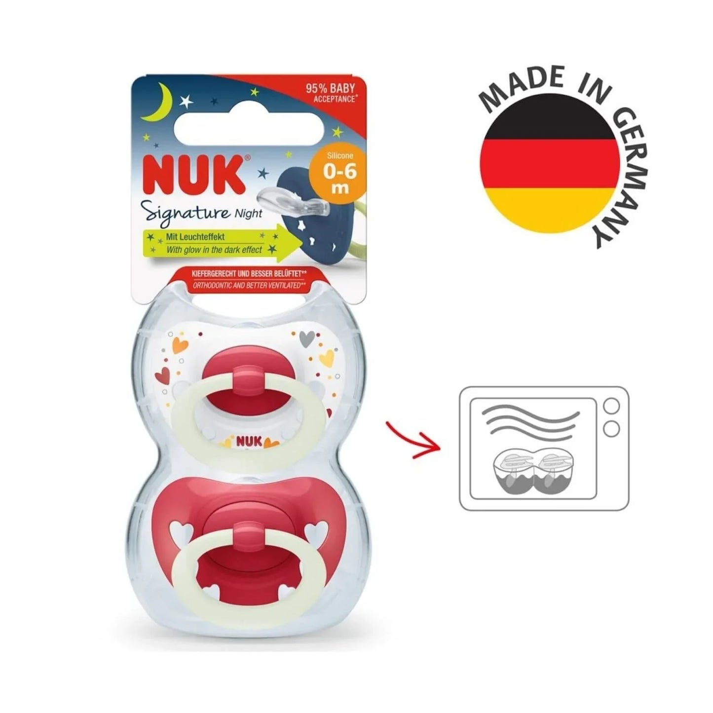 NUK Signature Night Silicone Soothers 0-6 months