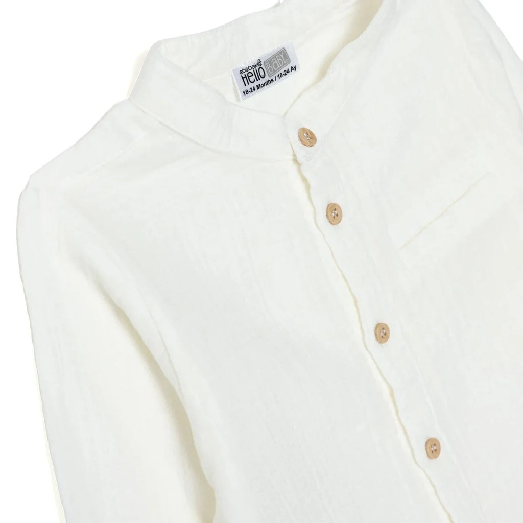 HelloBaby Grandad Collar Muslin Baby Shirt (6-9 Months to 4-5 Years)