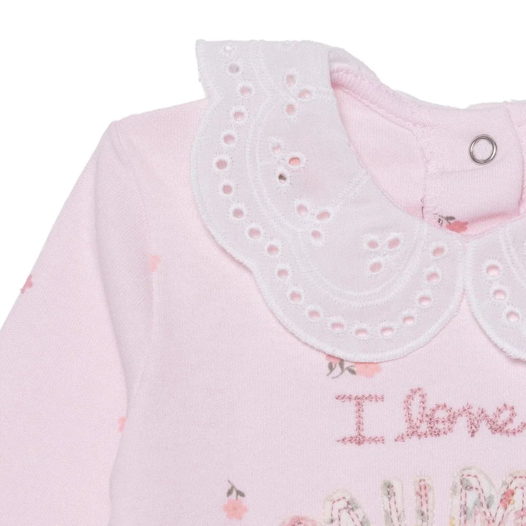 HelloBaby Floral Print Lace Collar Footed Baby Sleepsuit (Newborn to 6-9 Months) - Pink