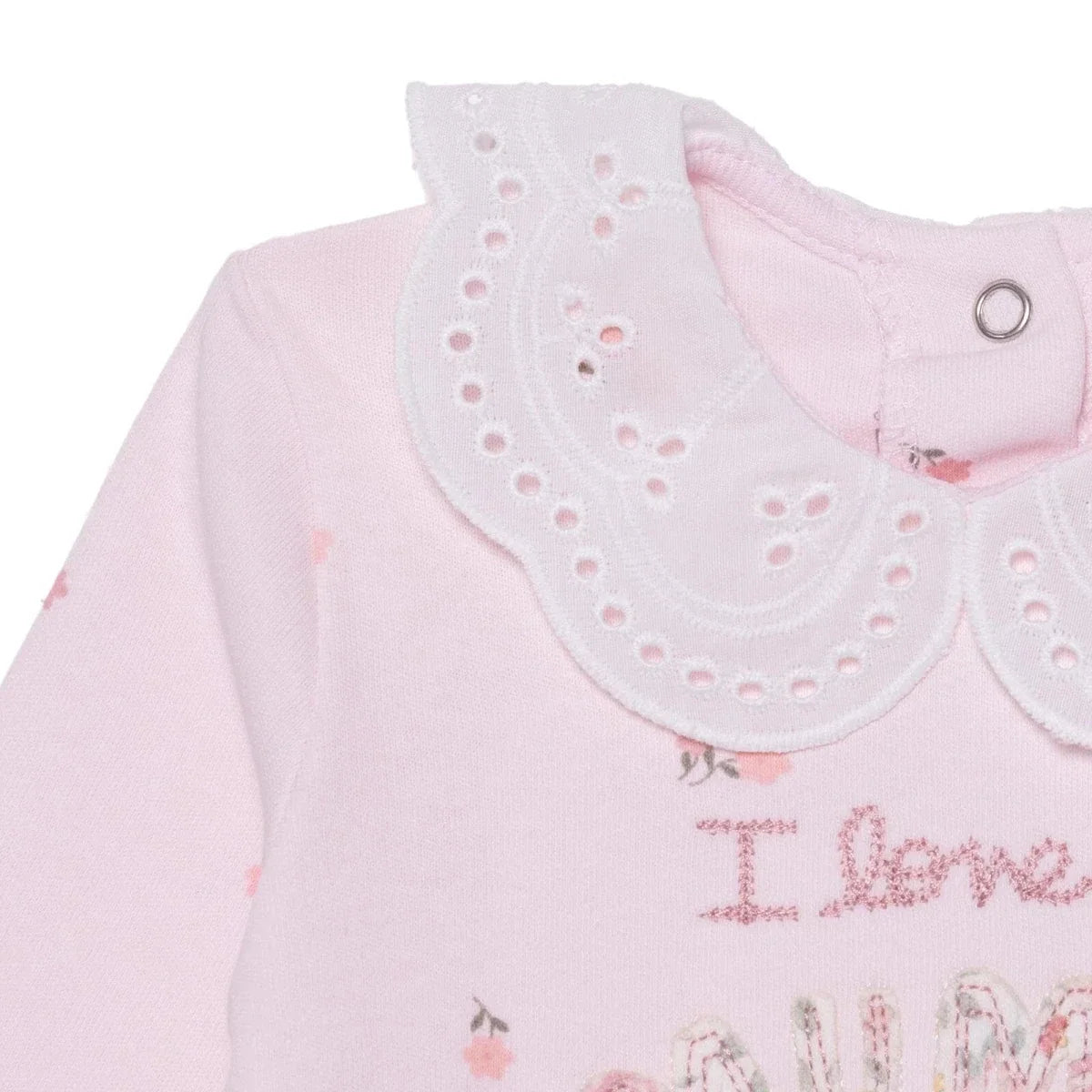 HelloBaby Floral Print Lace Collar Footed Baby Sleepsuit (Newborn to 6-9 Months) - Pink