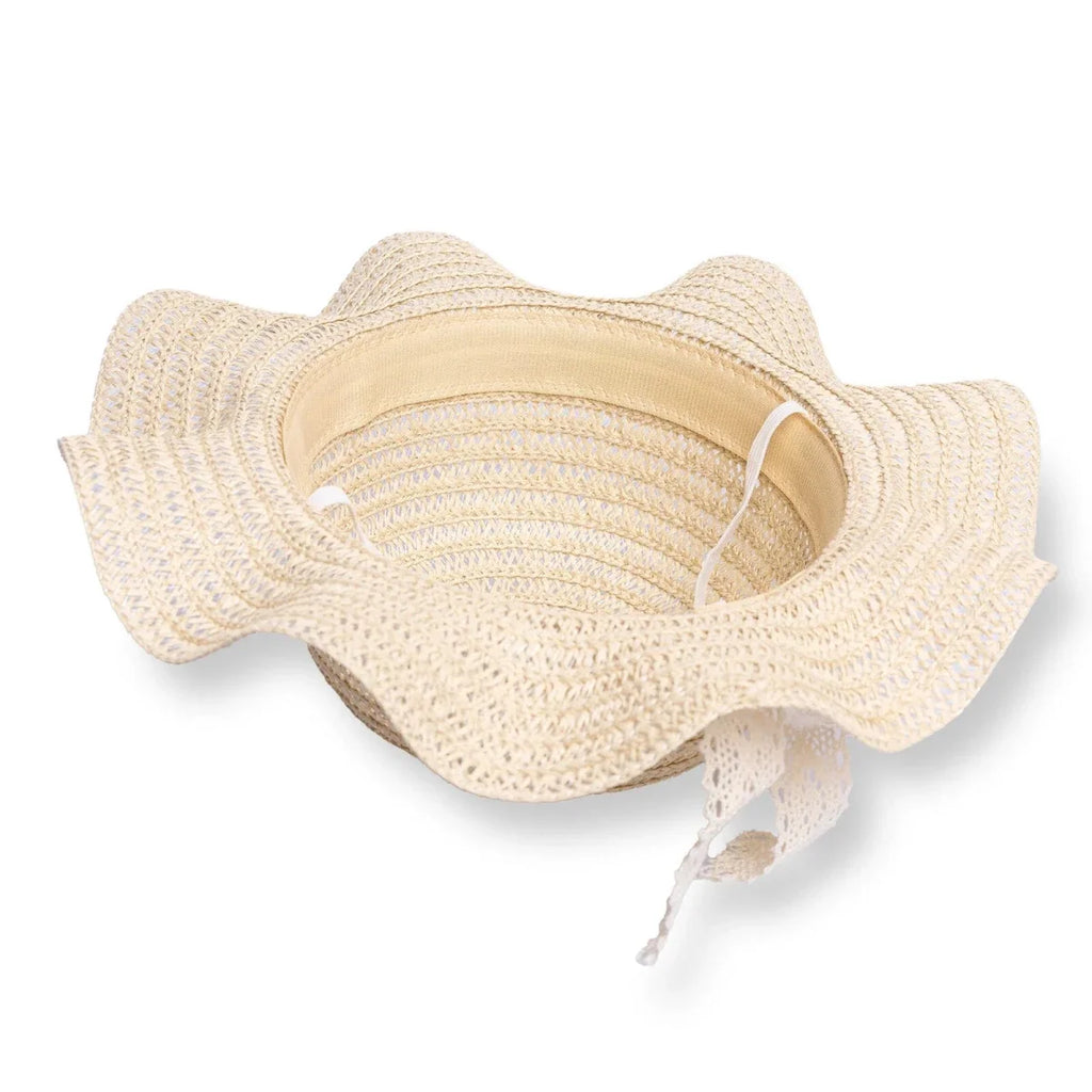 HelloBaby Ribbon Trim Straw Baby Hat (12 Months to 1-4 Years) - Ecru