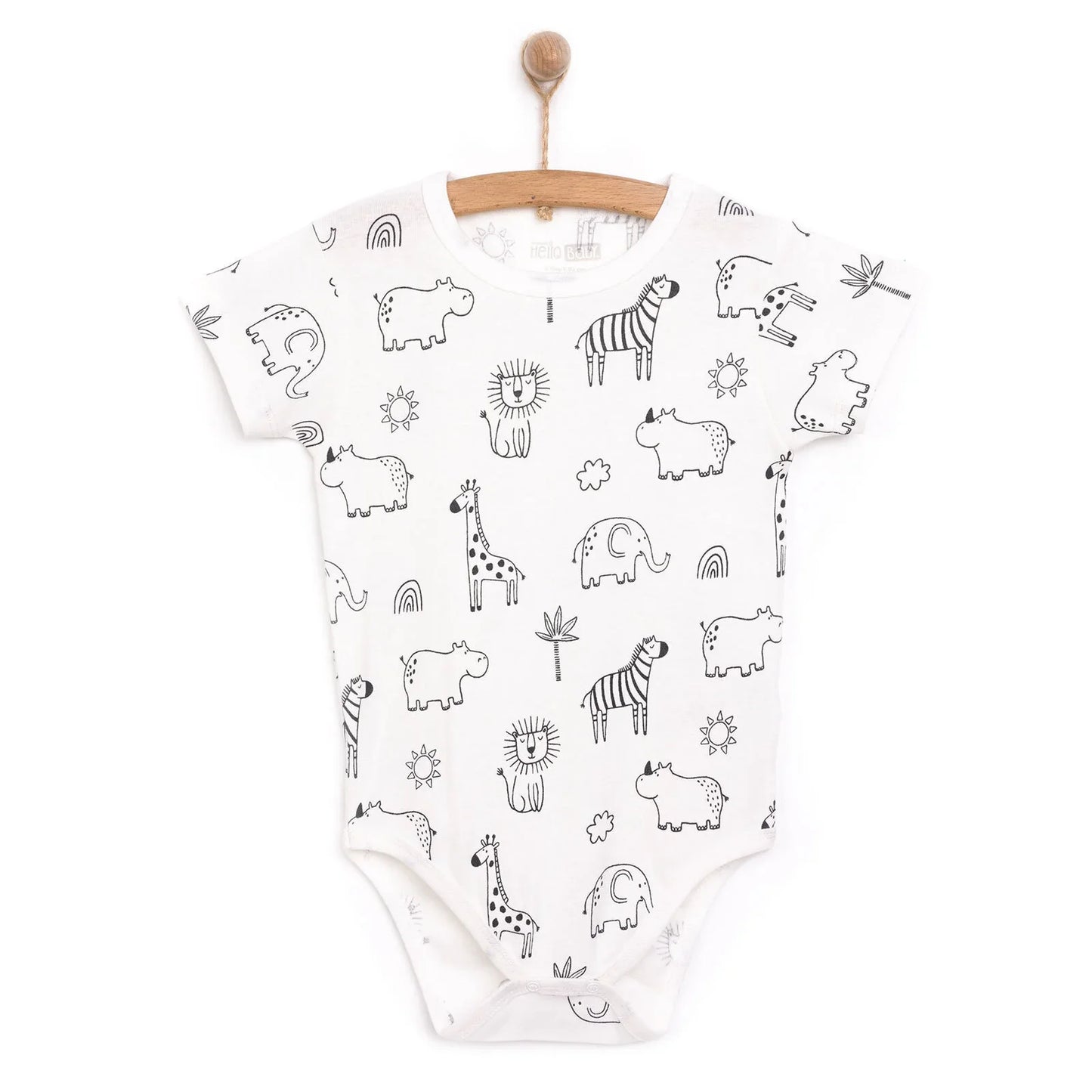 HelloBaby Boy Short Sleeve Bodysuit - Ecru