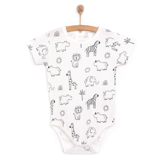 HelloBaby Boy Short Sleeve Bodysuit - Ecru