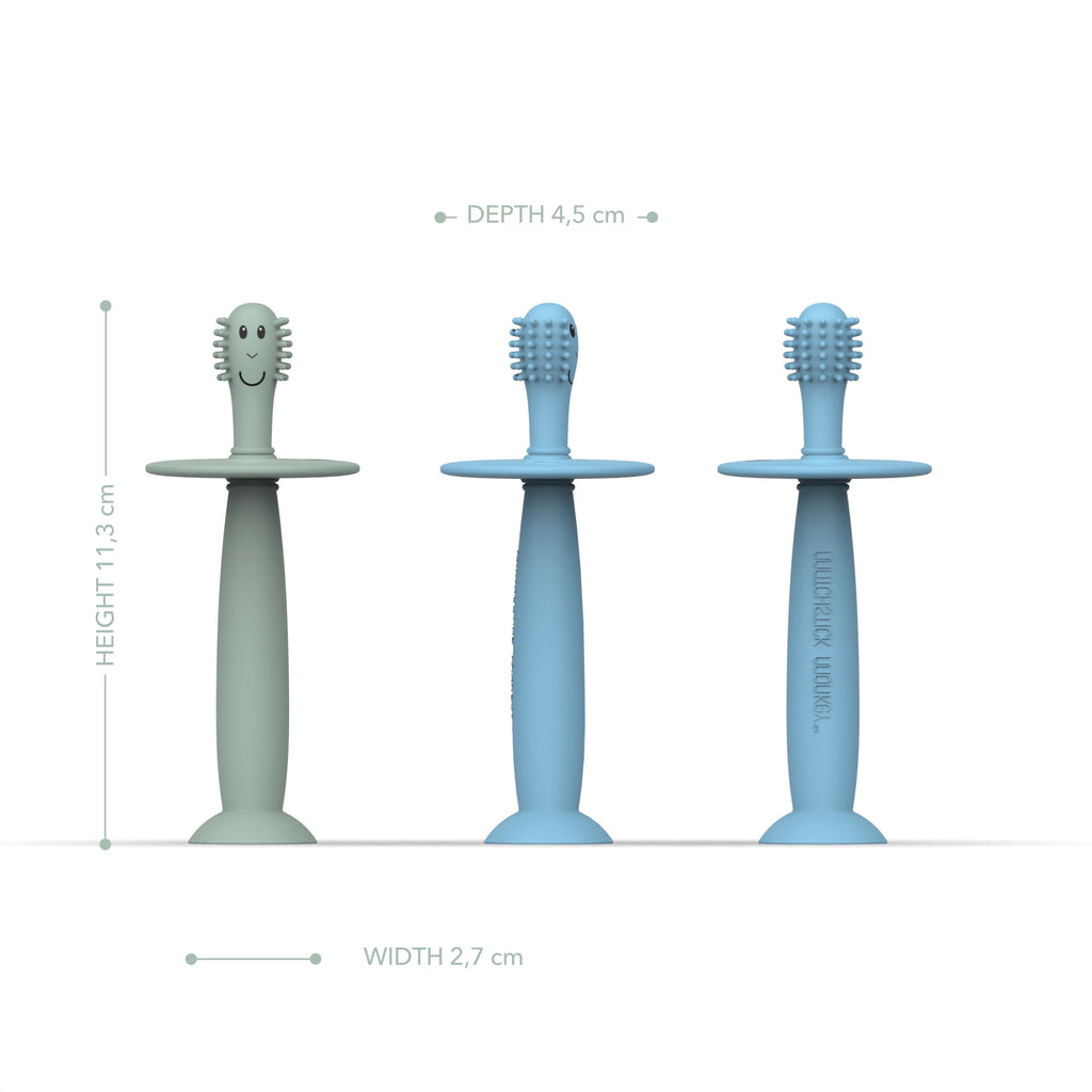 Matchstick Monkey Training Toothbrush (Green/Blue) - Pack of 2