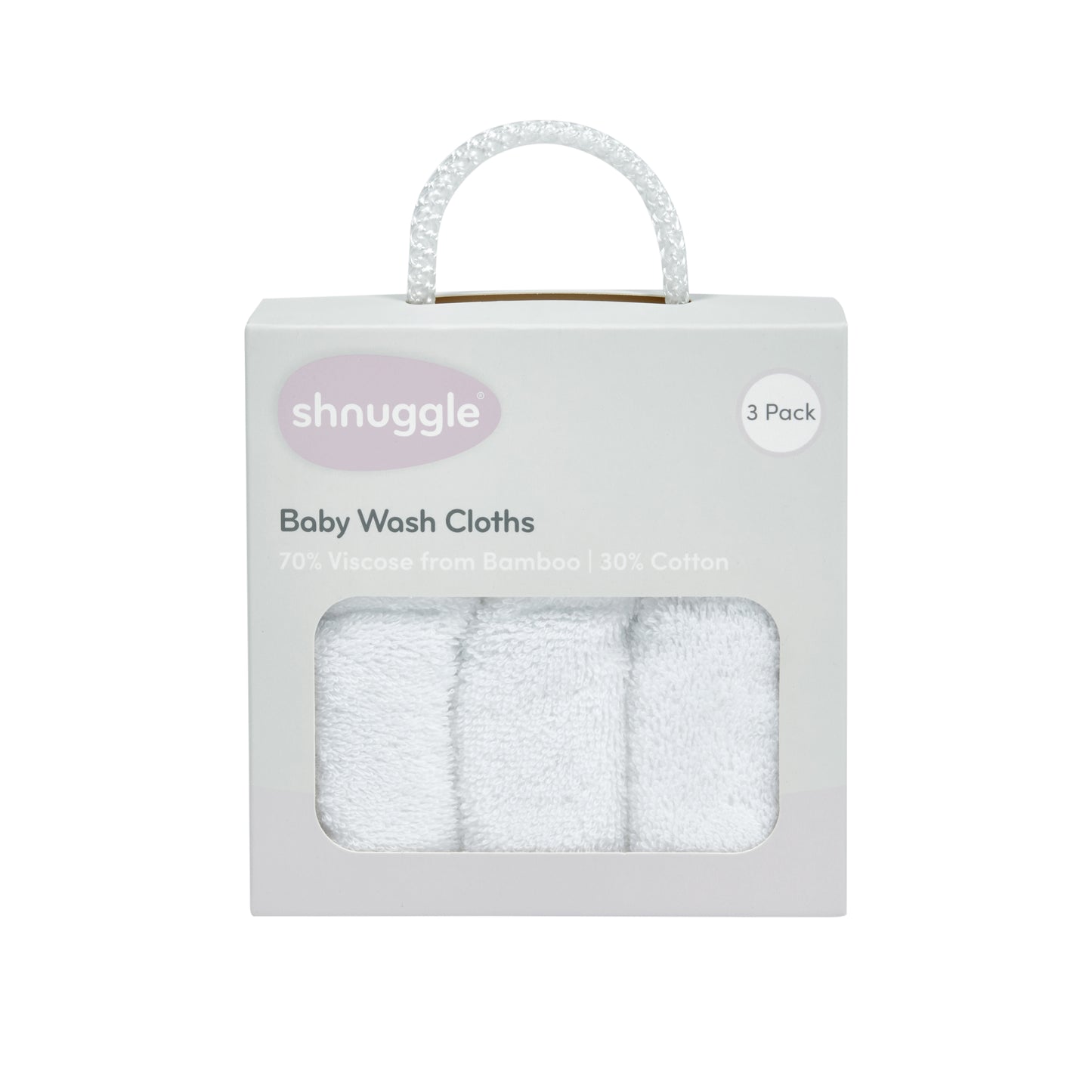 Shnuggle White Baby Wash Cloths - Pack of 3