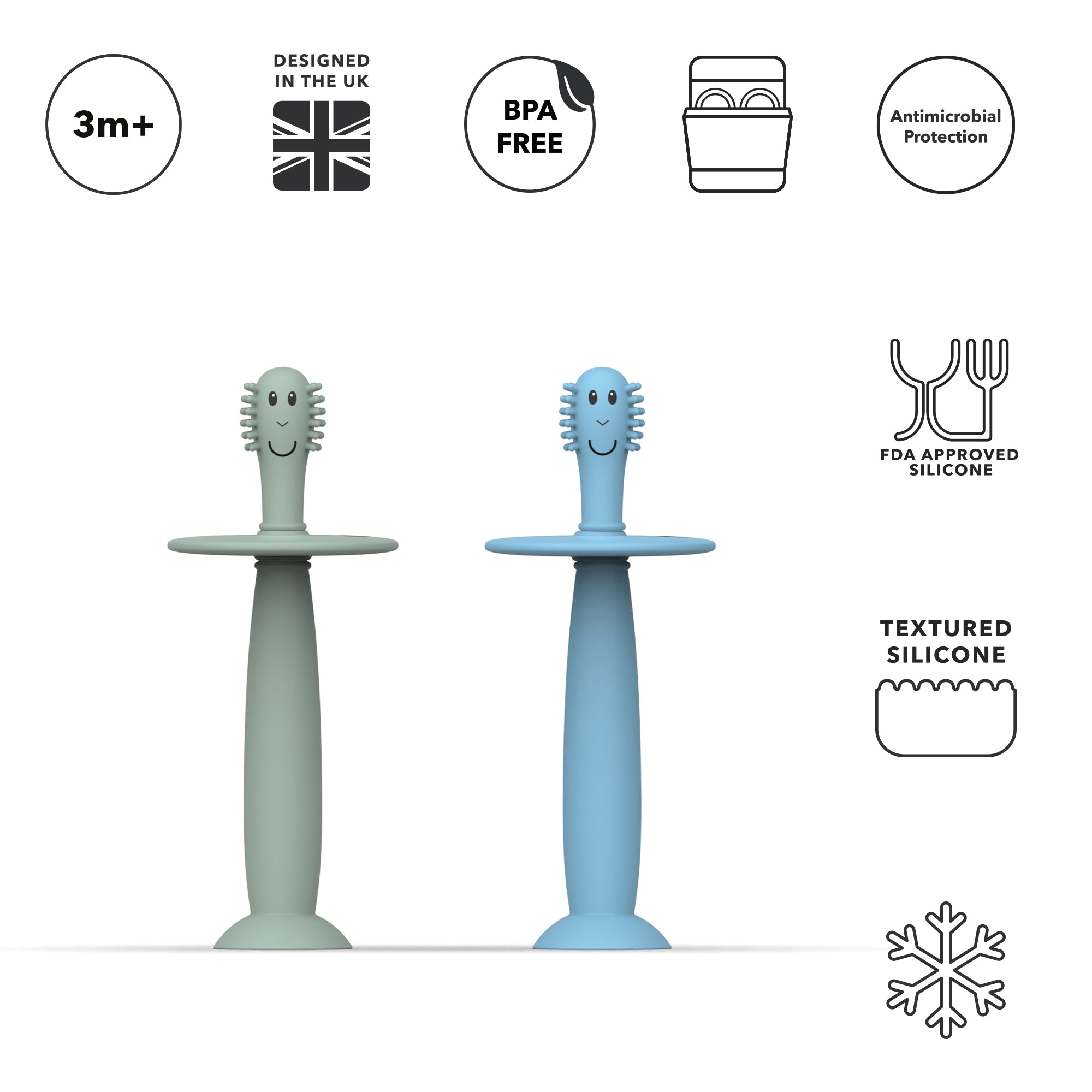 Matchstick Monkey Training Toothbrush (Green/Blue) - Pack of 2