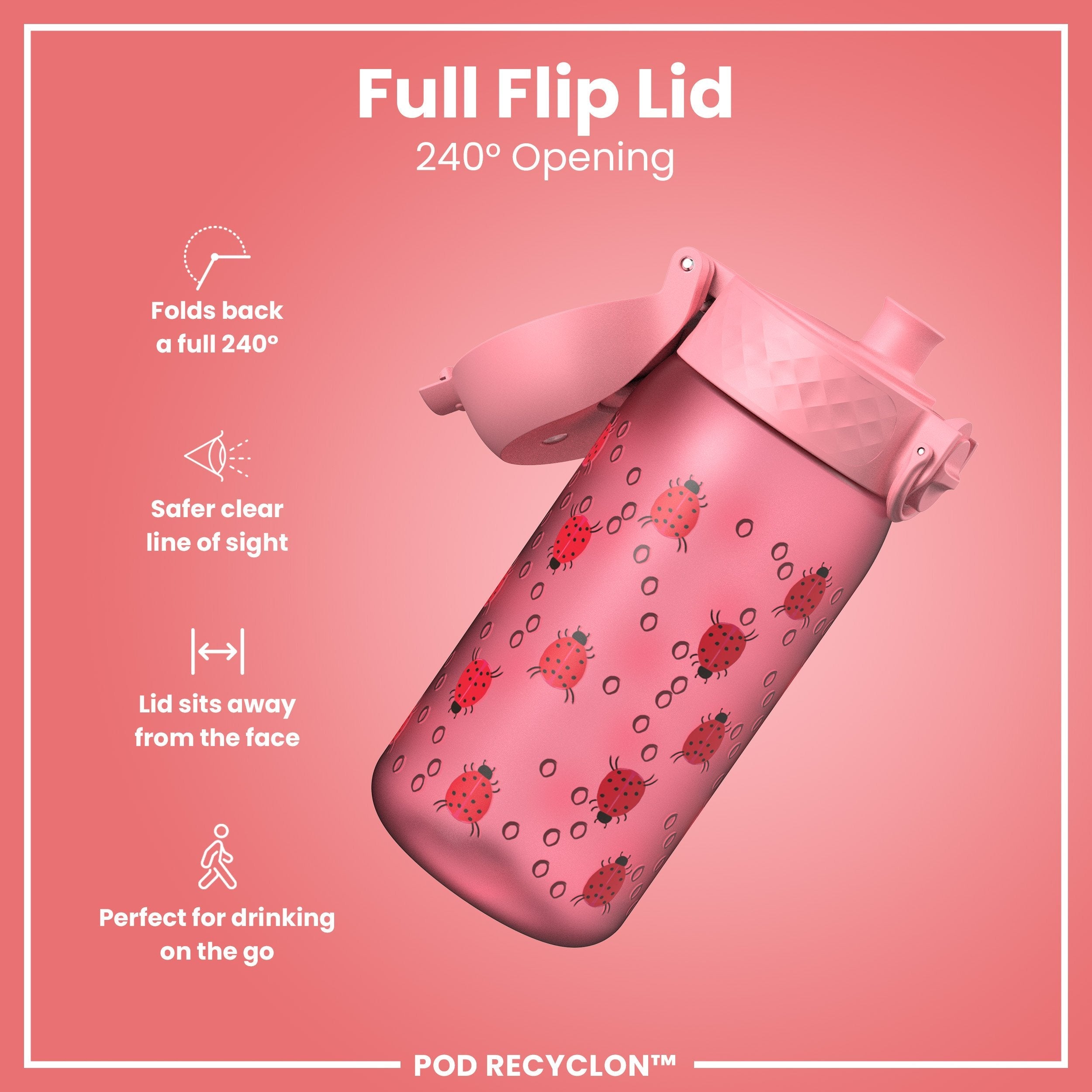 Leak Proof Kids' Water Bottle, Recyclon, Ladybugs, 350ml (12oz)