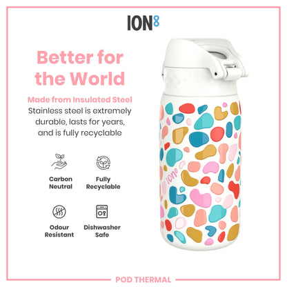 Leak Proof Thermal Steel Water Bottle, Insulated, Splodge, 320ml (11oz)