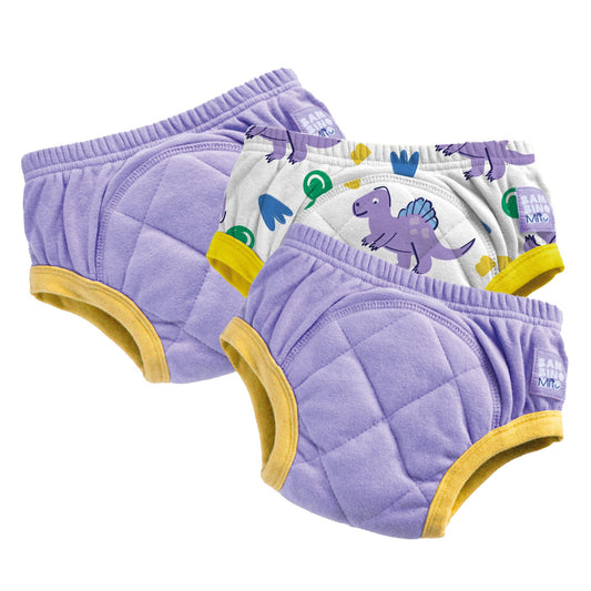 3 Pack Reusable Potty Training Pants in Purple Dinosaur - Enhanced Design