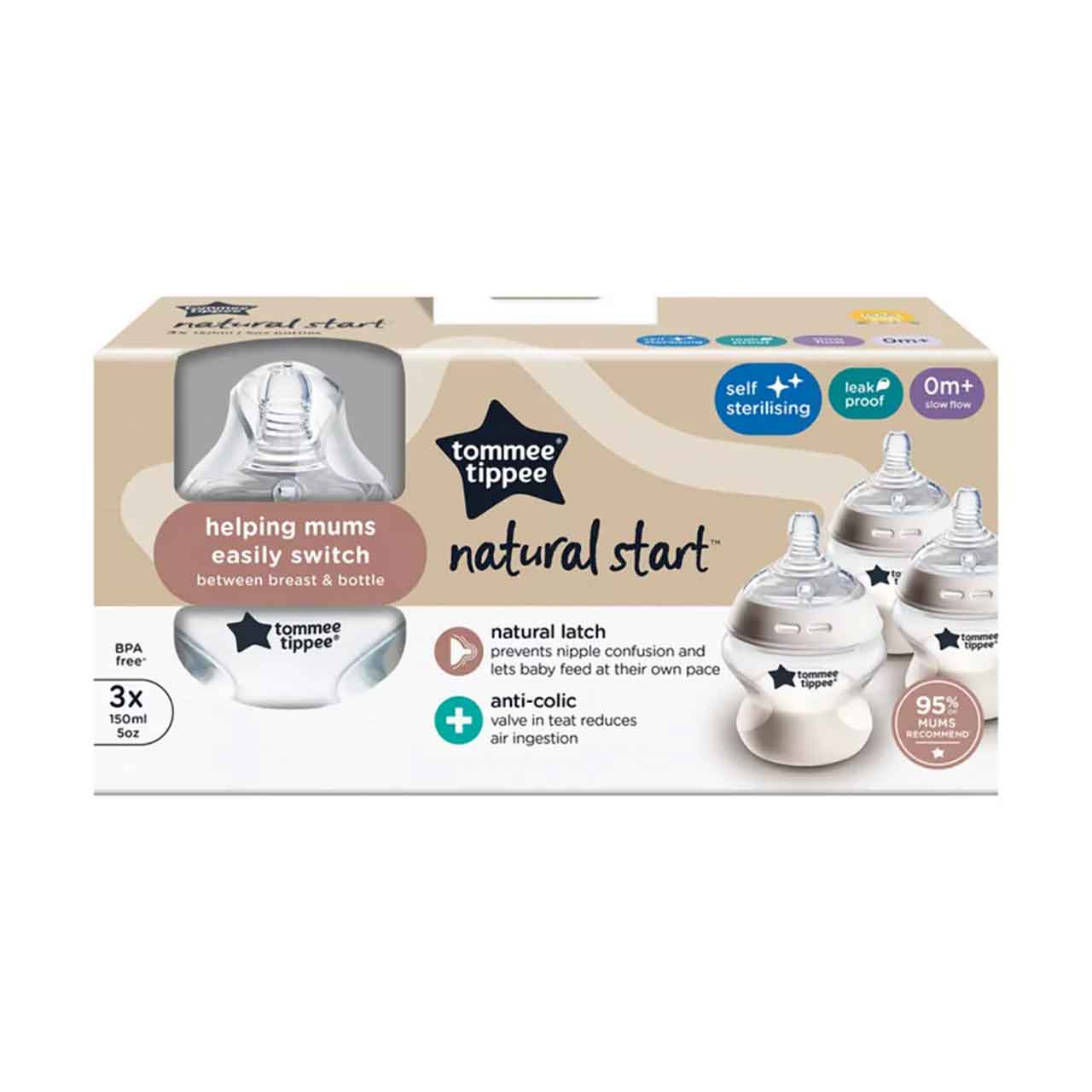 Tommee Tippee Closer To Nature Bottles - 150mls (Pack of 3)
