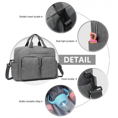 Grey Functional Baby Changing Shoulder Bag With Changing Mat