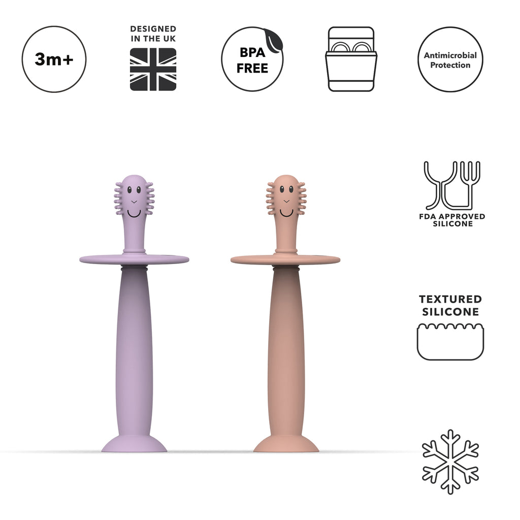 Matchstick Monkey Training Toothbrush (Dusty Pink/Lilac) - Pack of 2