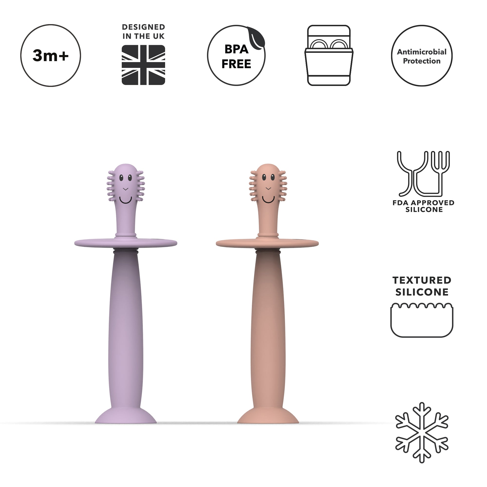 Matchstick Monkey Training Toothbrush (Dusty Pink/Lilac) - Pack of 2