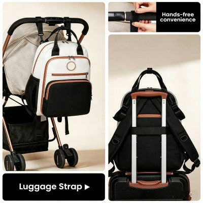 Miss Lulu Baby Changing Backpack (Black & White) - BCM2532BK/WH