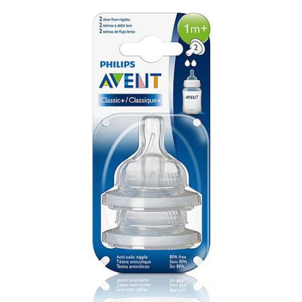 Avent Anti-Colic 1 Month+ Bottle Teats - Slow Flow (Pack of 2)