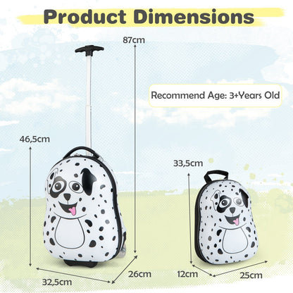 2 Pieces Kids Luggage Set with Wheels and Height Adjustable Handle-Blue