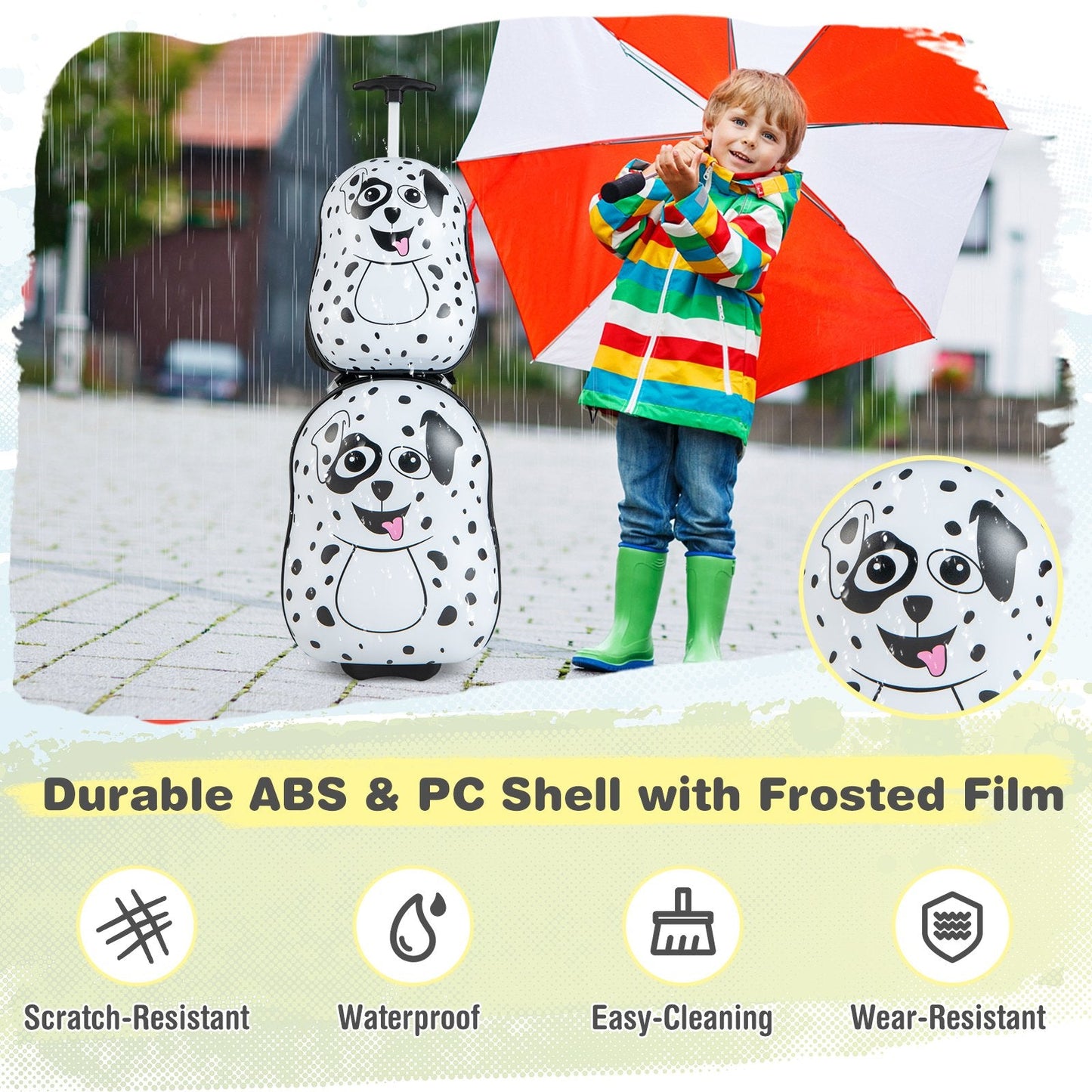 2 Pieces Kids Luggage Set with Wheels and Height Adjustable Handle-Blue