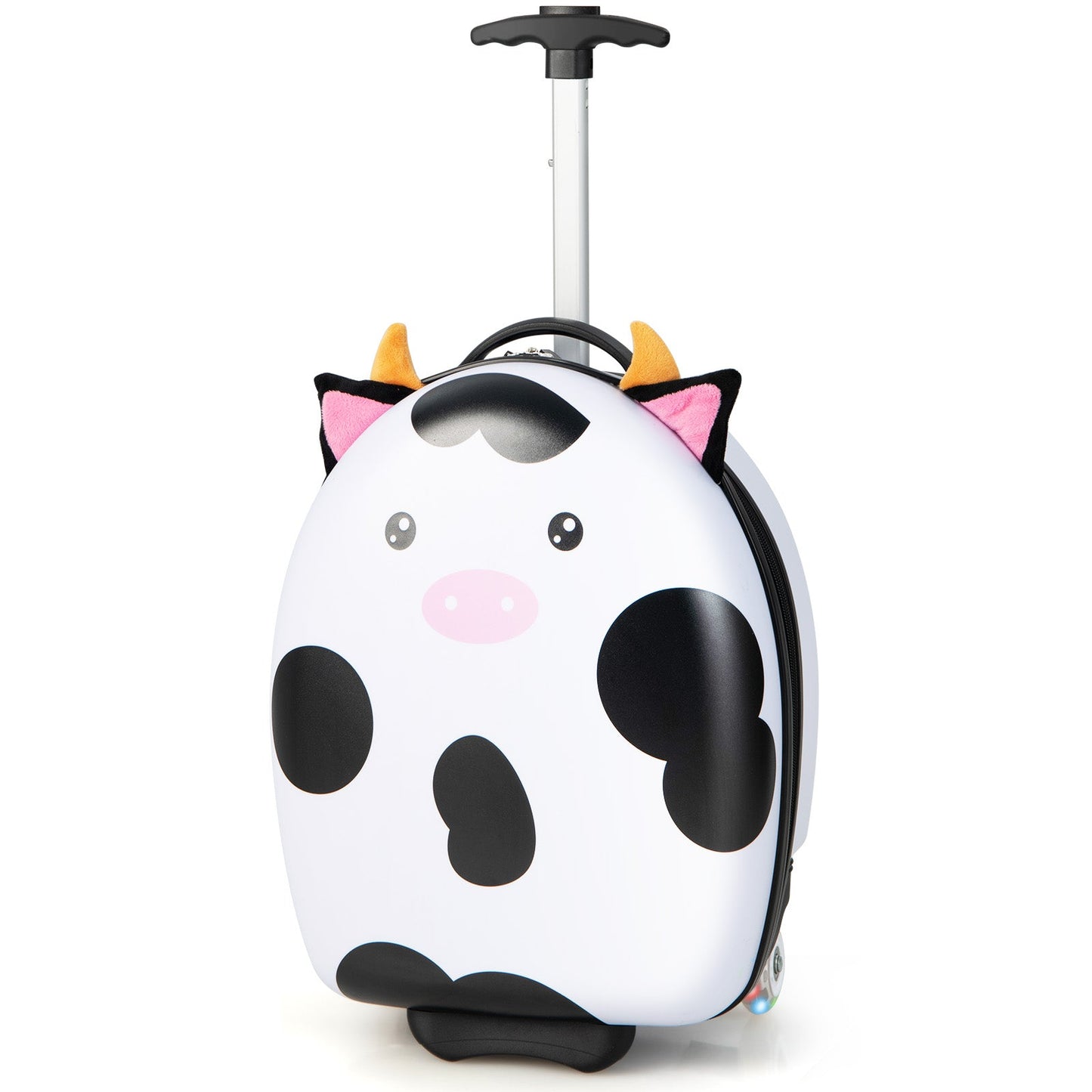 16 Inch Kids Luggage with Light-up Wheels and Telescopic Handle-Pink Horse